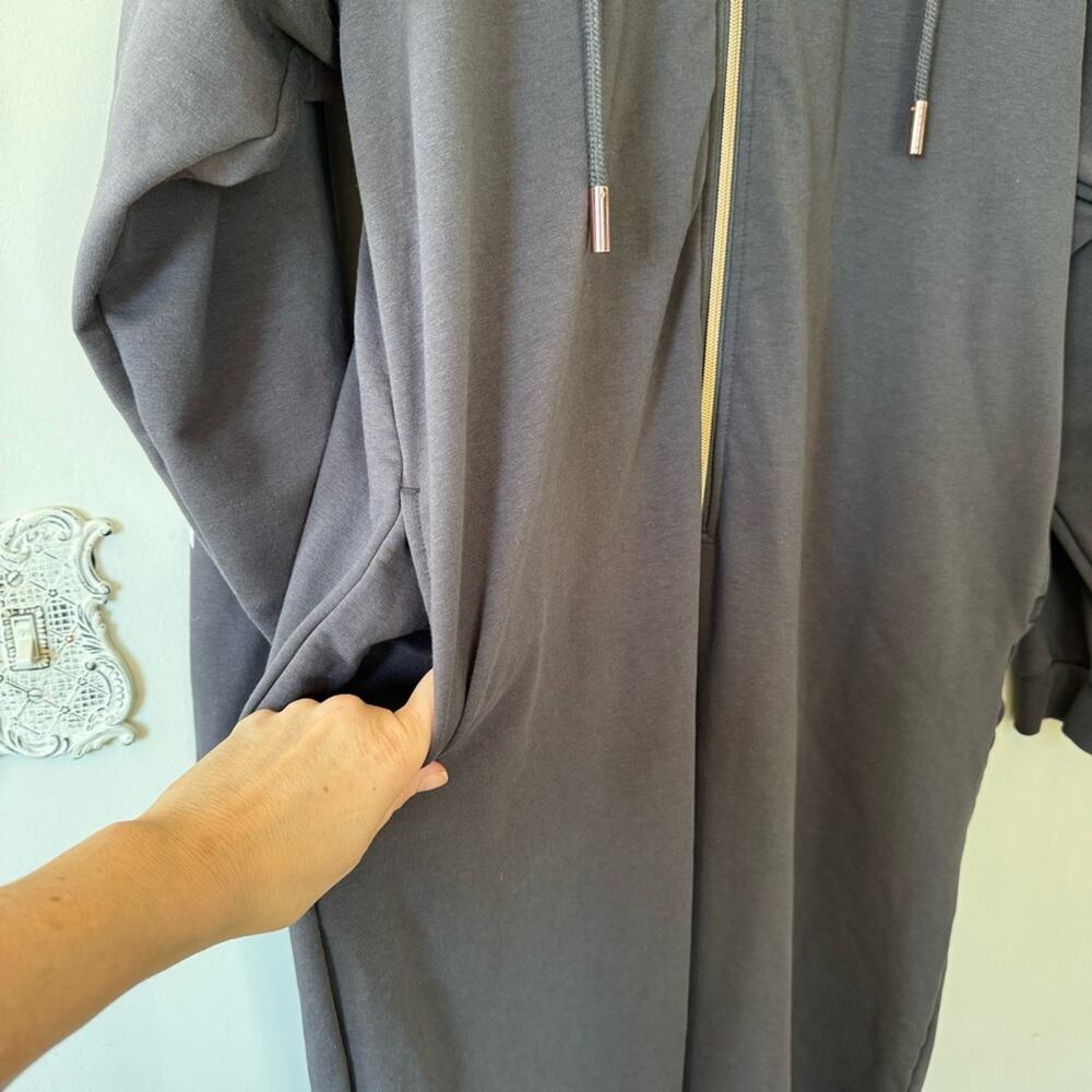 Savage X Fenty Gray Forever Showgirl Hooded One piece Jumpsuit Lounge Pajamas L - Picture 9 of 13